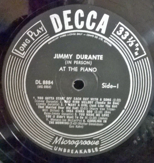 Jimmy Durante : In Person - At The Piano (LP, Mono)
