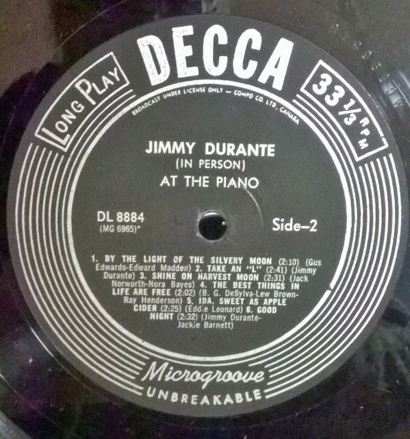 Jimmy Durante : In Person - At The Piano (LP, Mono)