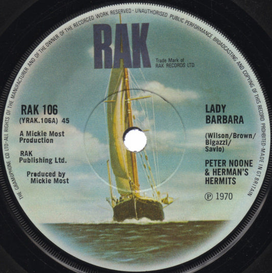 Peter Noone & Herman's Hermits : Lady Barbara (7", Single, Sol)