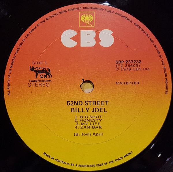 Billy Joel : 52nd Street (LP, Album, Mat)