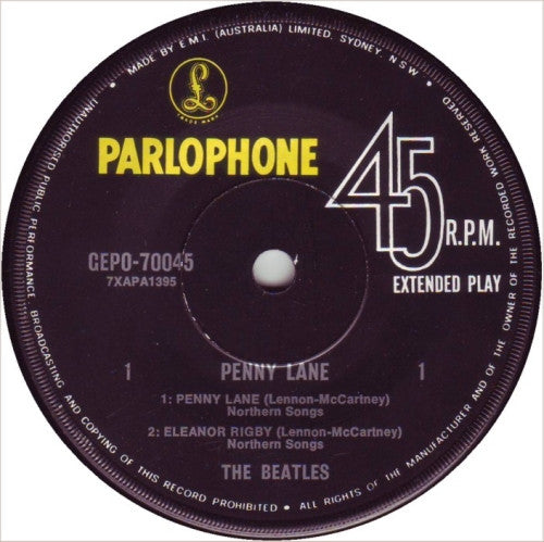 The Beatles : Penny Lane (7", EP, Mono, RP)
