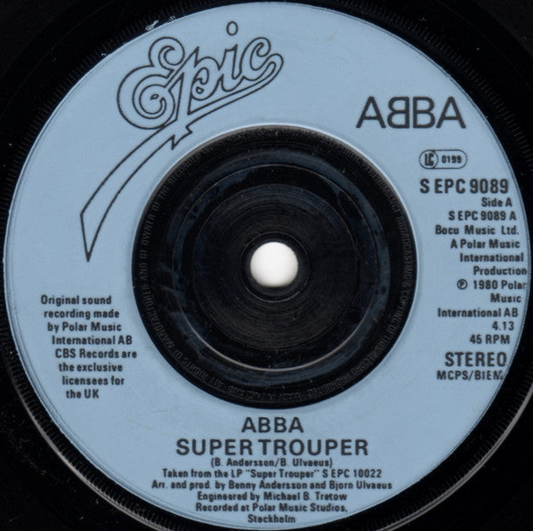 ABBA : Super Trouper (7", Single, RP, Blu)