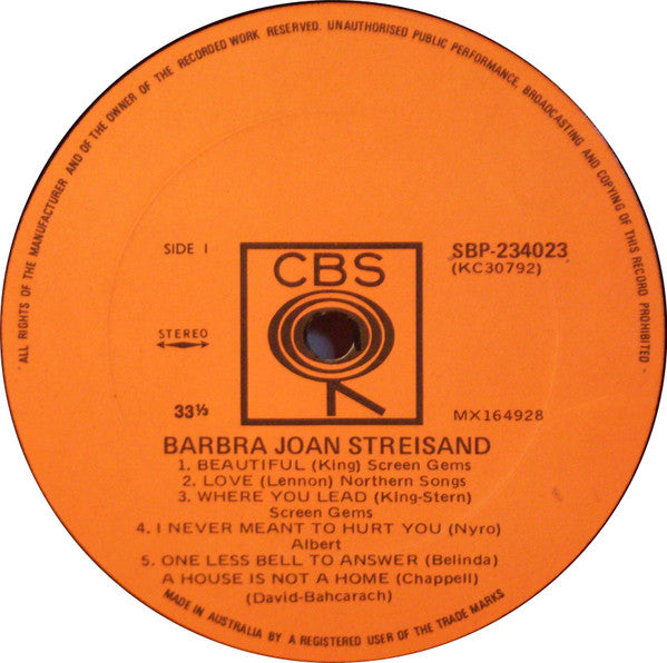 Barbra Streisand : Barbra Joan Streisand (LP, Album)