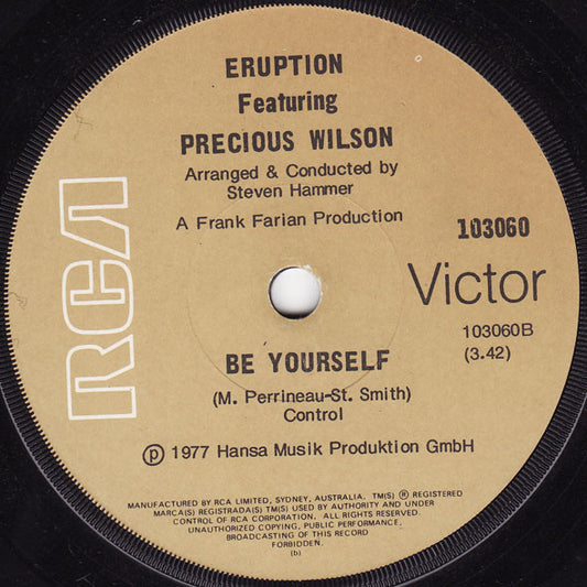 Eruption (4) Featuring Precious Wilson : I Can't Stand The Rain (7", Single)