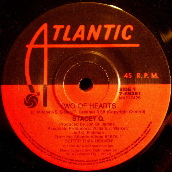 Stacey Q : Two Of Hearts (7", Single)