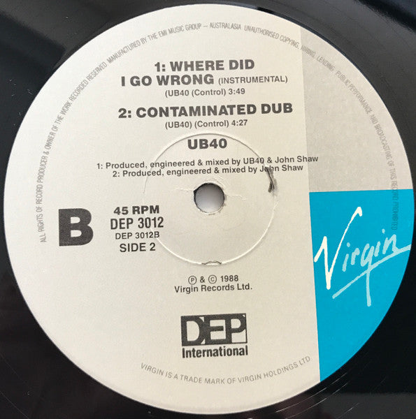 UB40 : Where Did I Go Wrong (Extended Mix) (12", Single)