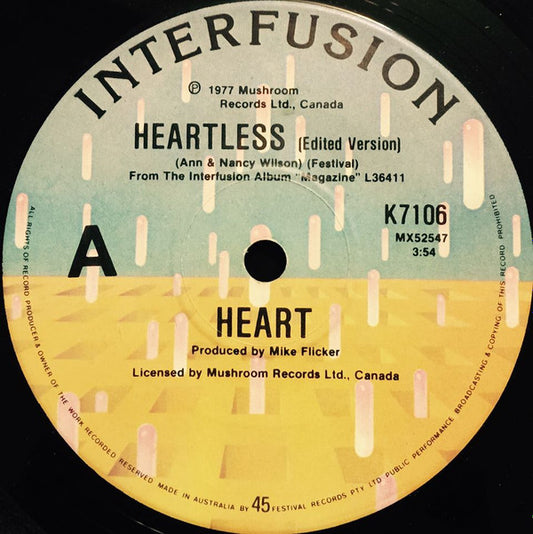 Heart : Heartless (7", Single)