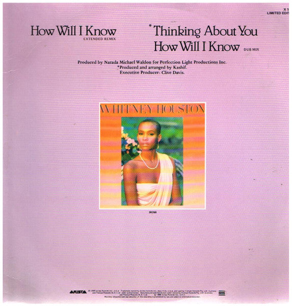 Whitney Houston : How Will I Know (Extended Remix) (12", Single, Ltd)