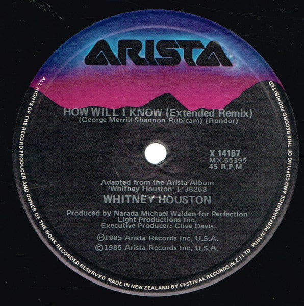 Whitney Houston : How Will I Know (Extended Remix) (12", Single, Ltd)