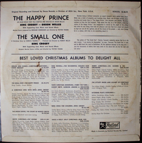 Bing Crosby - Orson Welles : The Happy Prince & The Small One (LP, Album, Mono)