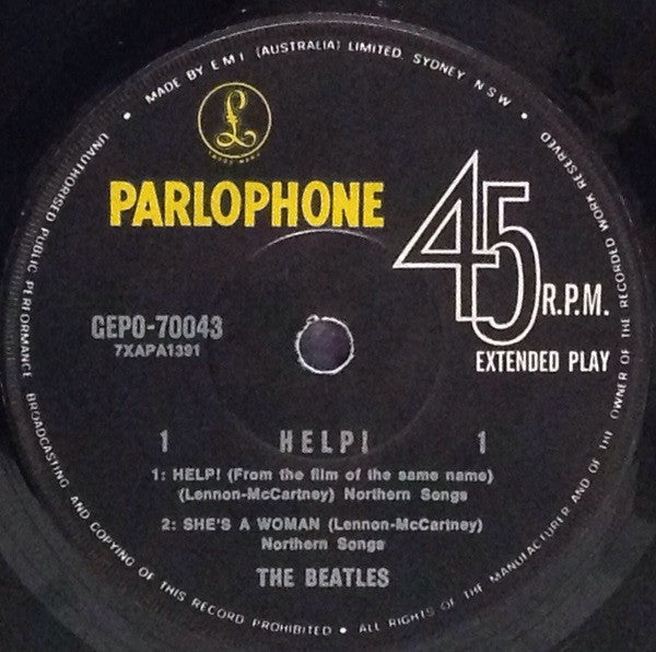 The Beatles : Help! (7", EP, Mono, RP)
