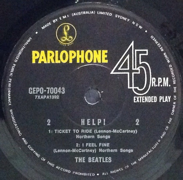 The Beatles : Help! (7", EP, Mono, RP)