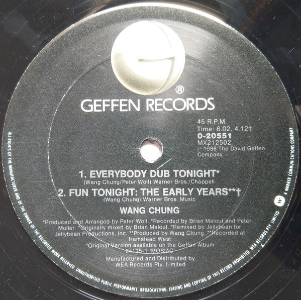 Wang Chung : Everybody Have Fun Tonight (12", Single)