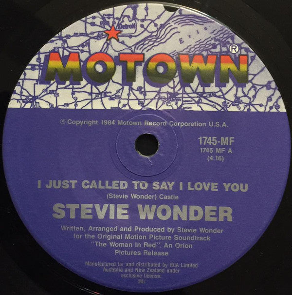 Stevie Wonder : I Just Called To Say I Love You (7", Single)