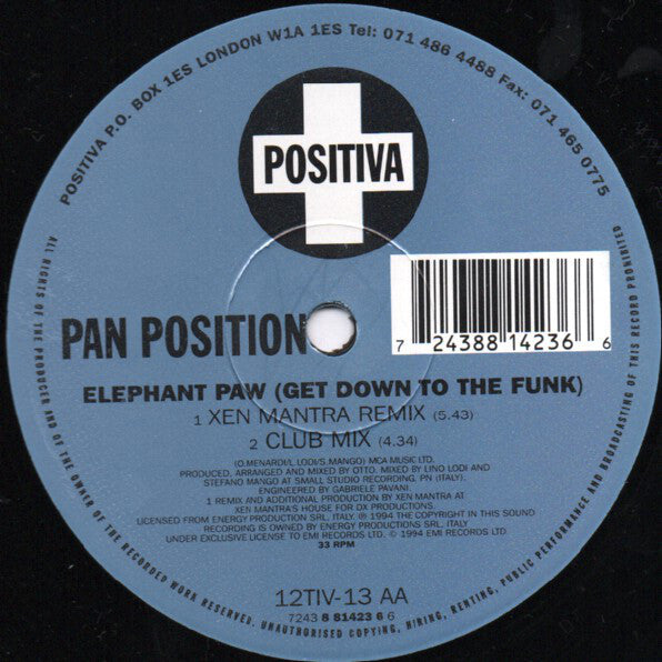 Pan Position : Elephant Paw (Get Down To The Funk) (12", Single)