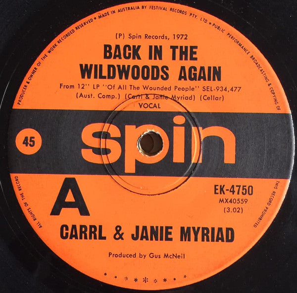 Carrl & Janie Myriad : Back In The Wildwoods Again (7", Single)