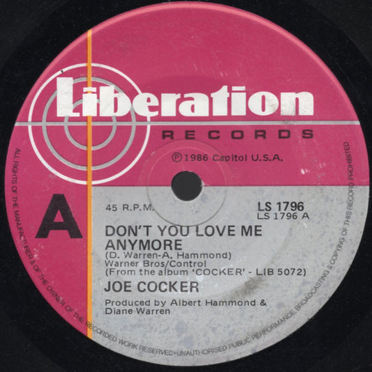 Joe Cocker : Don't You Love Me Anymore (7", Single)