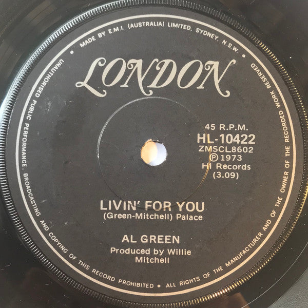Al Green : Livin' For You (7", Single)