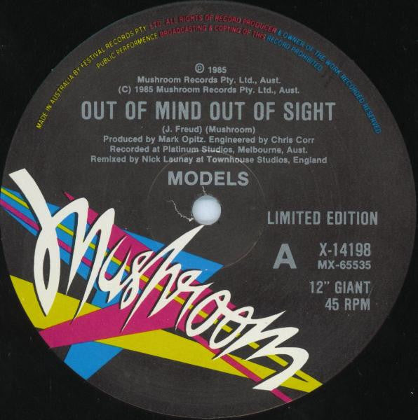 Models (2) : Out Of Mind Out Of Sight (12", Single, Ltd)