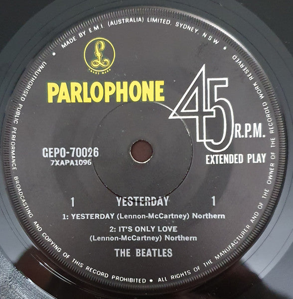 The Beatles : Yesterday (7", EP)