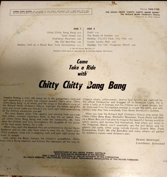 The Richard Wolfe Children's Chorus : The Music From Chitty Chitty Bang Bang (LP, Album)