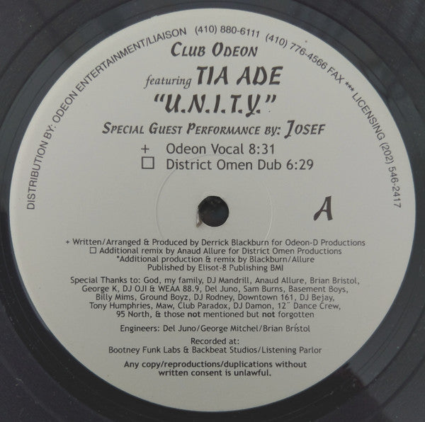 Club Odeon Featuring Tia Ade : U.N.I.T.Y. (12")