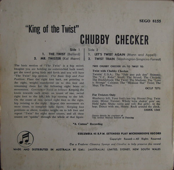Chubby Checker : King Of The Twist (7", EP, Mono)