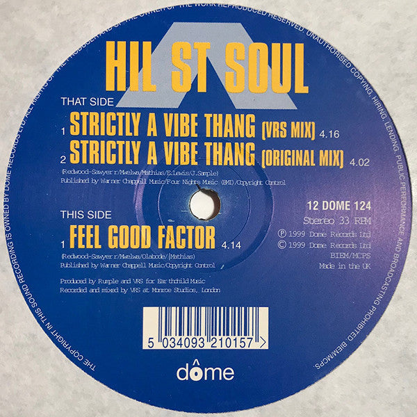 Hil St Soul : Strictly A Vibe Thang (12")