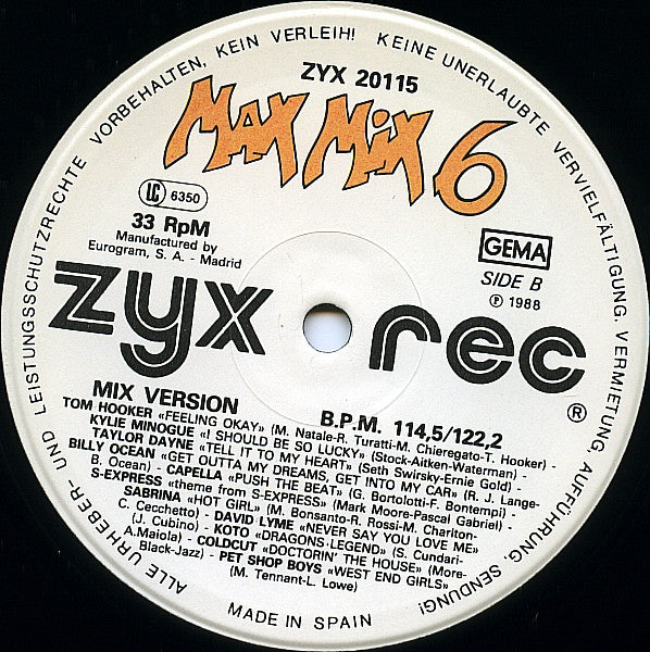 Various : Max Mix 6 (ZYX Edition) (LP, Comp, Mixed)