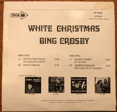 Bing Crosby : Bing Crosby Sings White  Christmas (7", EP)