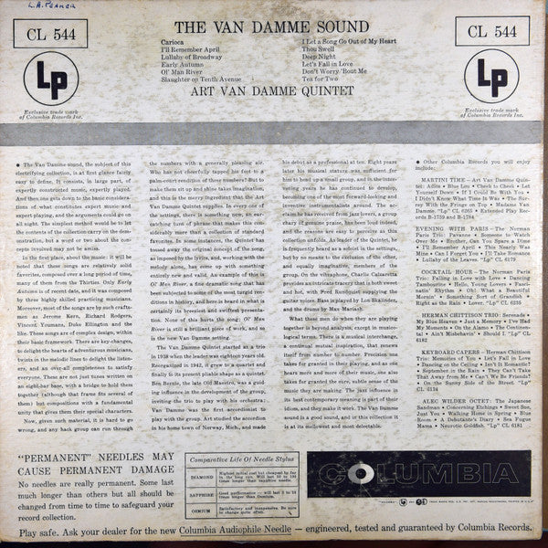 The Art Van Damme Quintet : The Van Damme Sound (LP, Album, Mono)