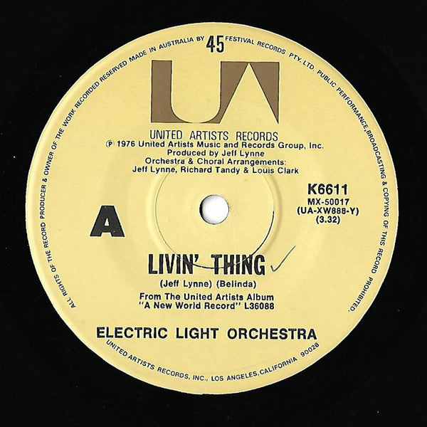 Electric Light Orchestra : Livin' Thing (7", Single)