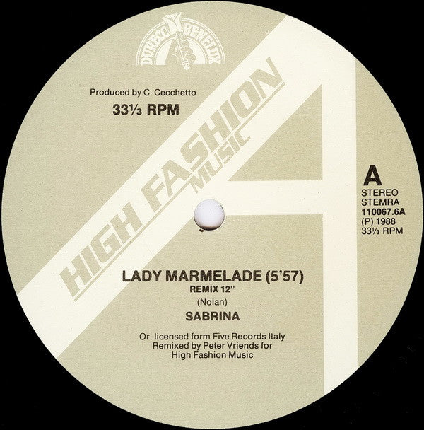Sabrina : Lady Marmelade (Remix) (12")