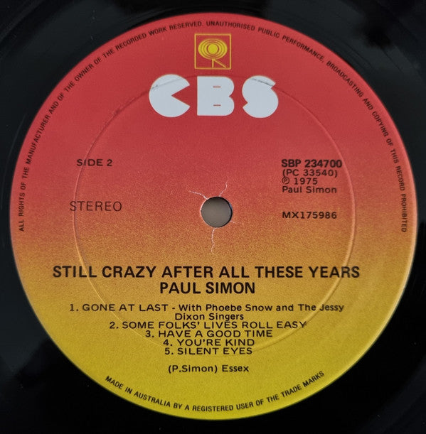 Paul Simon : Still Crazy After All These Years (LP, Album, RE)