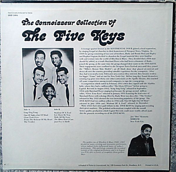 The Five Keys : The Connoisseur Collection Of The Five Keys (LP, Comp)