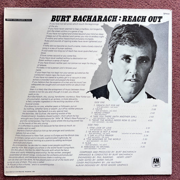 Burt Bacharach : Reach Out (LP, Album, Mon)