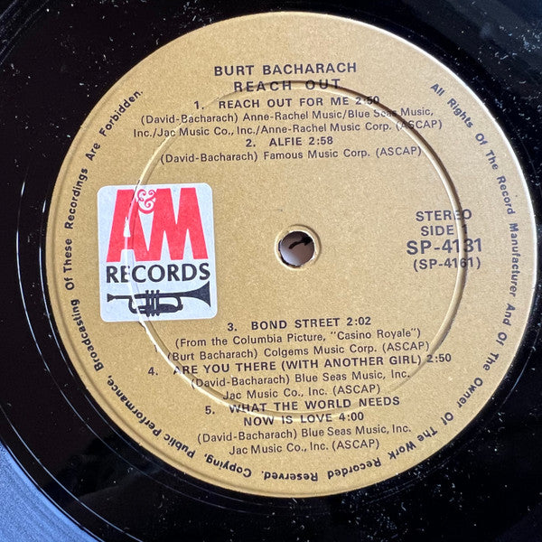 Burt Bacharach : Reach Out (LP, Album, Mon)
