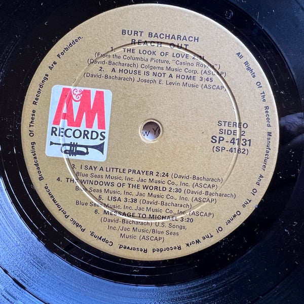 Burt Bacharach : Reach Out (LP, Album, Mon)
