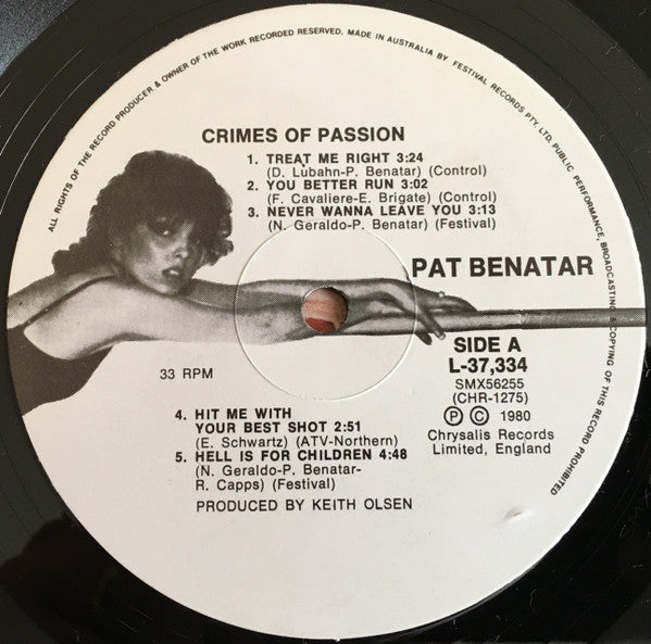 Pat Benatar : Crimes Of Passion (LP, Album)