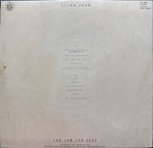 Elton John : Too Low For Zero (LP, Album)