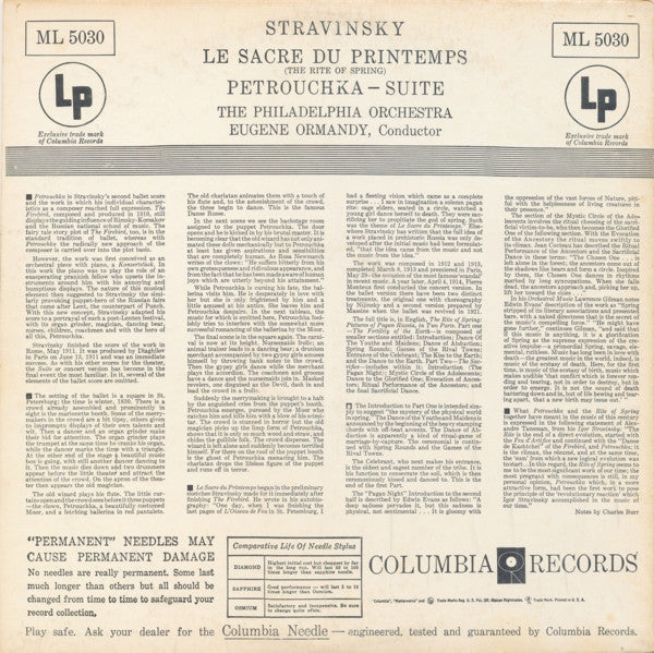 Stravinsky* / The Philadelphia Orchestra, Eugene Ormandy : Le Sacre Du Printemps, Petrouchka (LP)