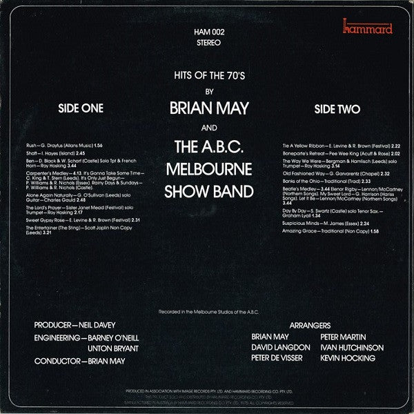 Brian May (2) & The A.B.C. Melbourne Show Band* : Hits Of The '70's (LP, Album, Gat)