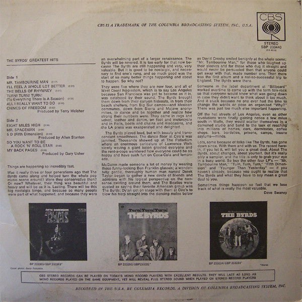 The Byrds : Greatest Hits (LP, Comp, RE, Sun)