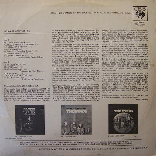 The Byrds : Greatest Hits (LP, Comp, RE, Sun)