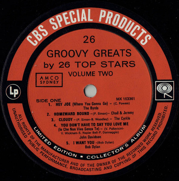 Various : 26 Groovy Greats By 26 Top Stars Volume 2 (LP, Album, Comp, Ltd)