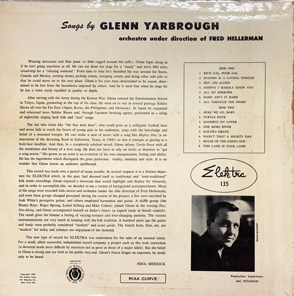 Glenn Yarbrough : Songs By Glenn Yarbrough (LP)