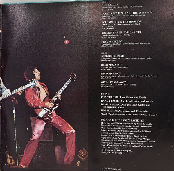 Bachman-Turner Overdrive : Not Fragile (LP, Album, Emb)