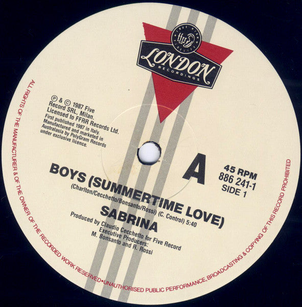 Sabrina : Boys (Summertime Love) (12", Single)