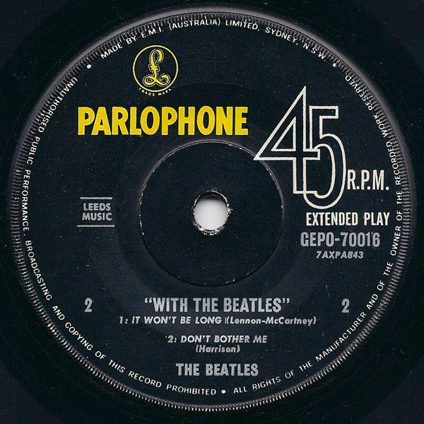 The Beatles : With The Beatles (7", EP, Mono)