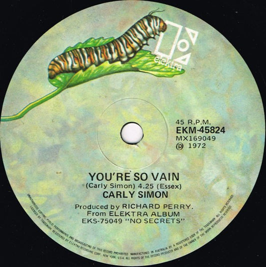 Carly Simon : You're So Vain (7", Single)